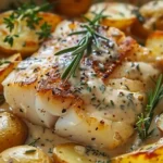 Cod and Potatoes with Rosemary Cream Sauce