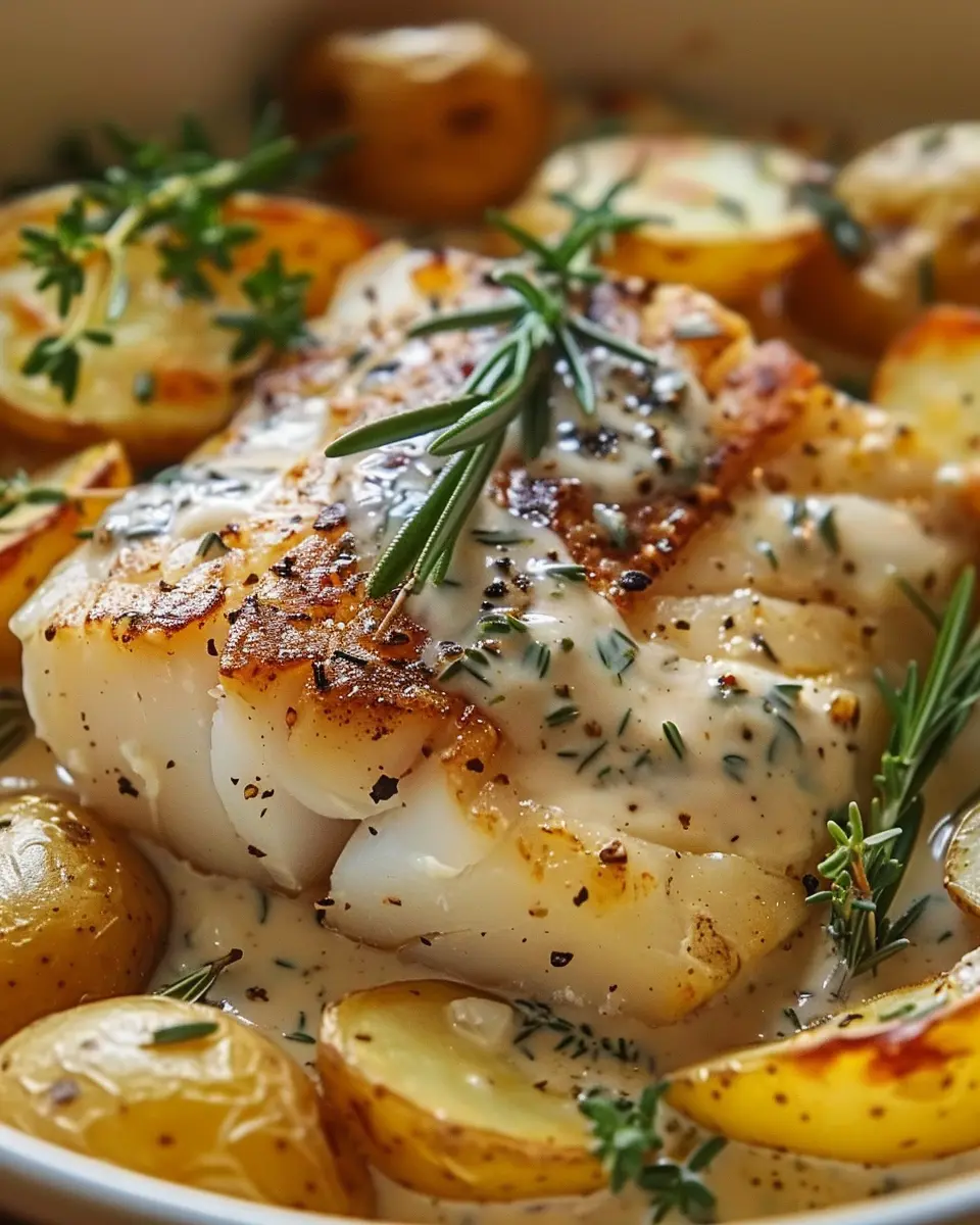 Cod and Potatoes with Rosemary Cream Sauce: A Comforting Delight