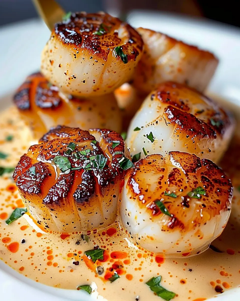Seared Scallops with Indulgent Spicy Cajun Cream Sauce
