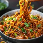 Sticky Garlic Chicken Noodles Recipe