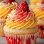 Mango Strawberry Sunset Cupcakes