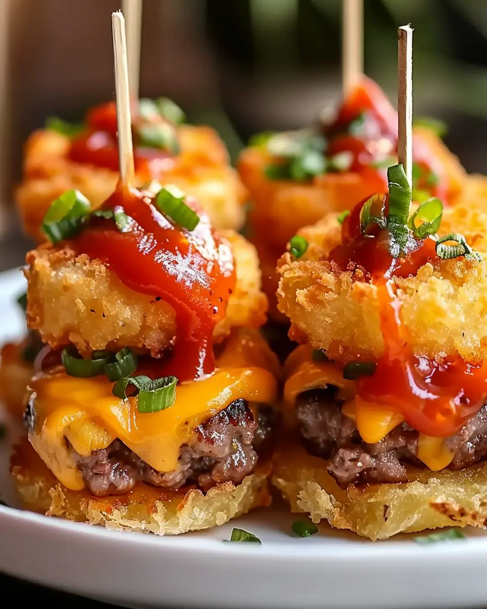 Tater Tot Mini Cheeseburger Bites: Easy Turkey Bacon Snack Idea