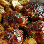 Honey BBQ Chicken with Garlic Potatoes Dinner Recipe