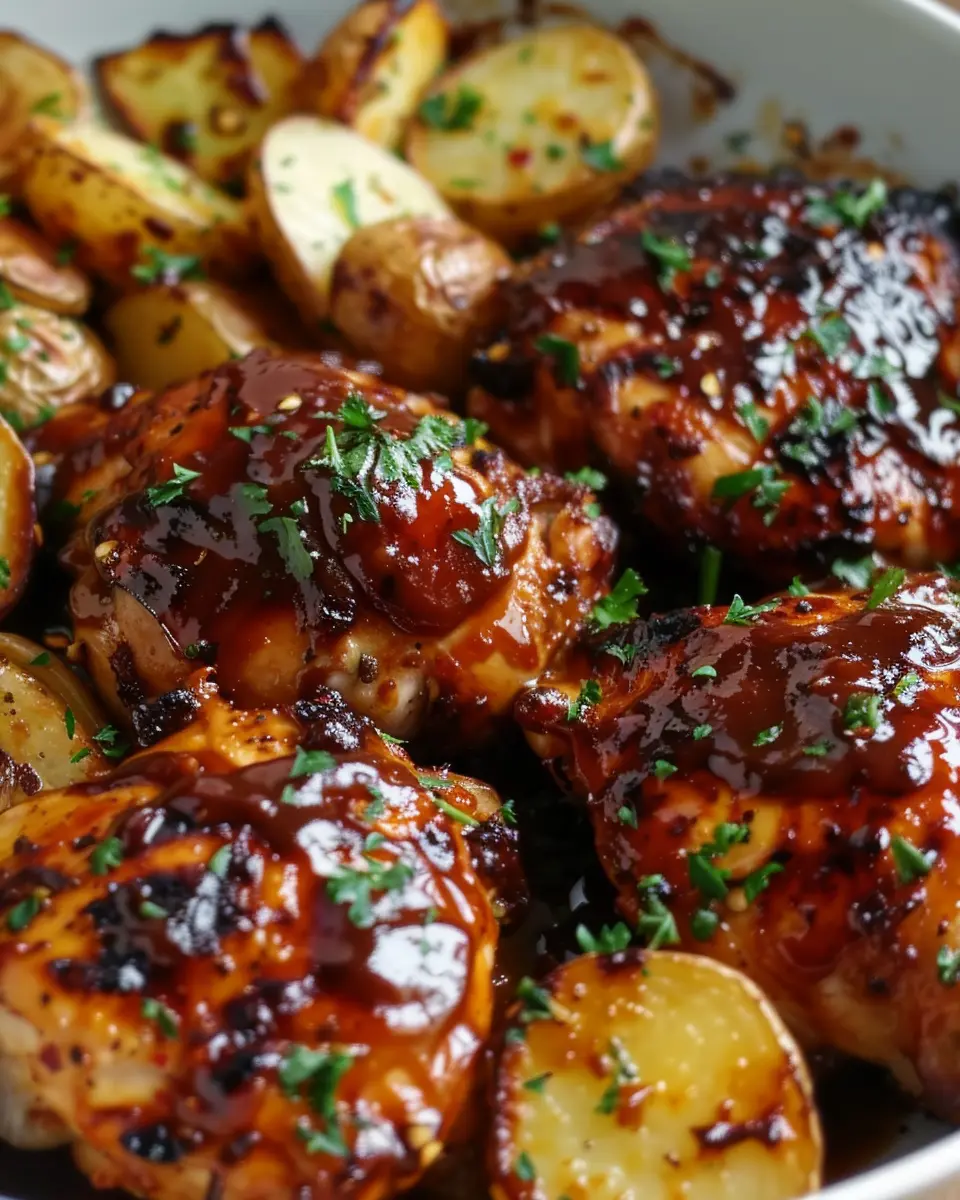 Honey BBQ Chicken: Easy Dinner with Garlic Potatoes Recipe