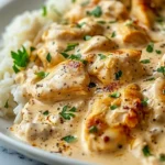 CREAMY SMOTHERED CHICKEN AND RICE RECIPE