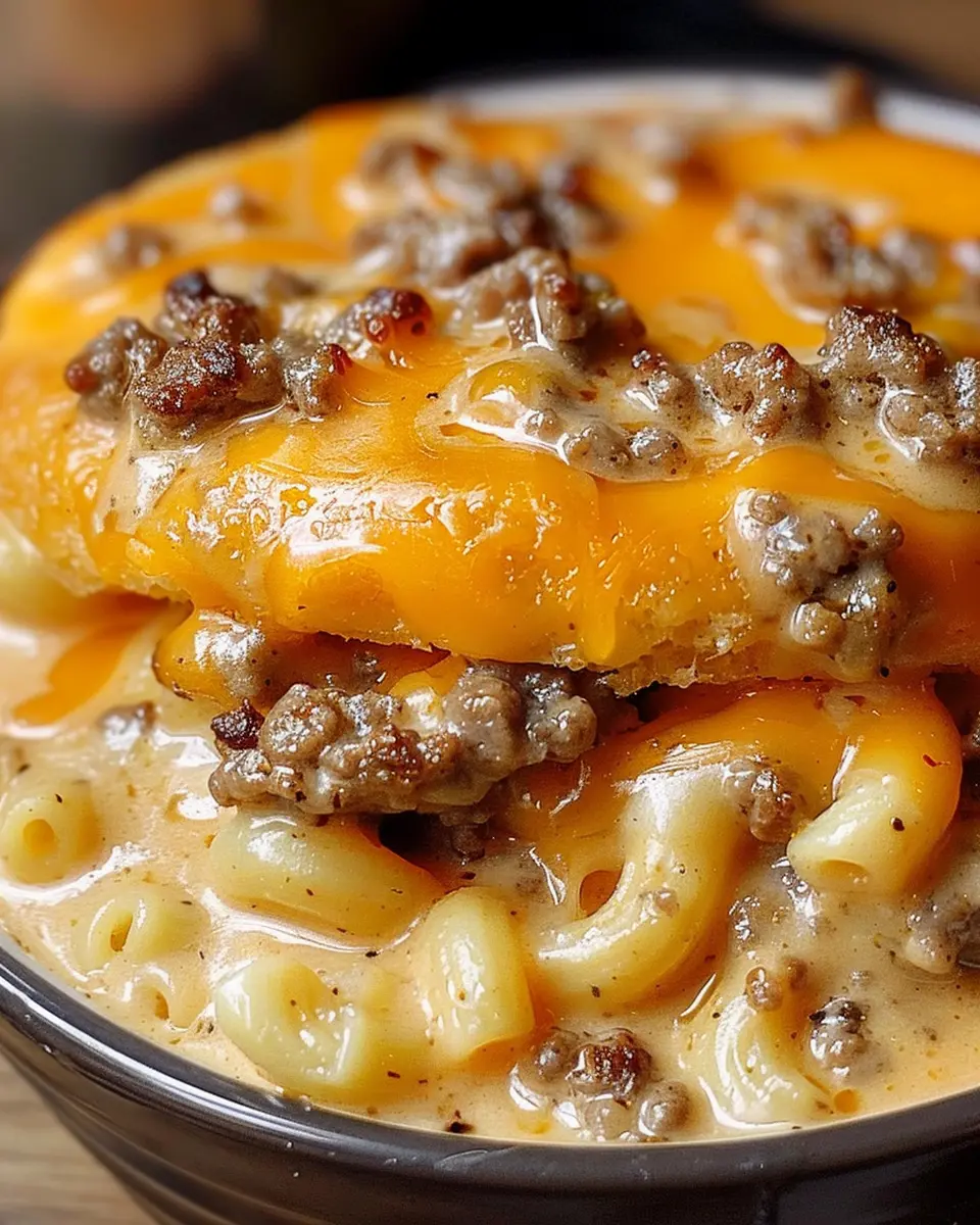 Cheeseburger Macaroni Soup: Easy Comfort Food with Turkey Bacon