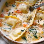 Creamy Tuscan Ravioli Soup