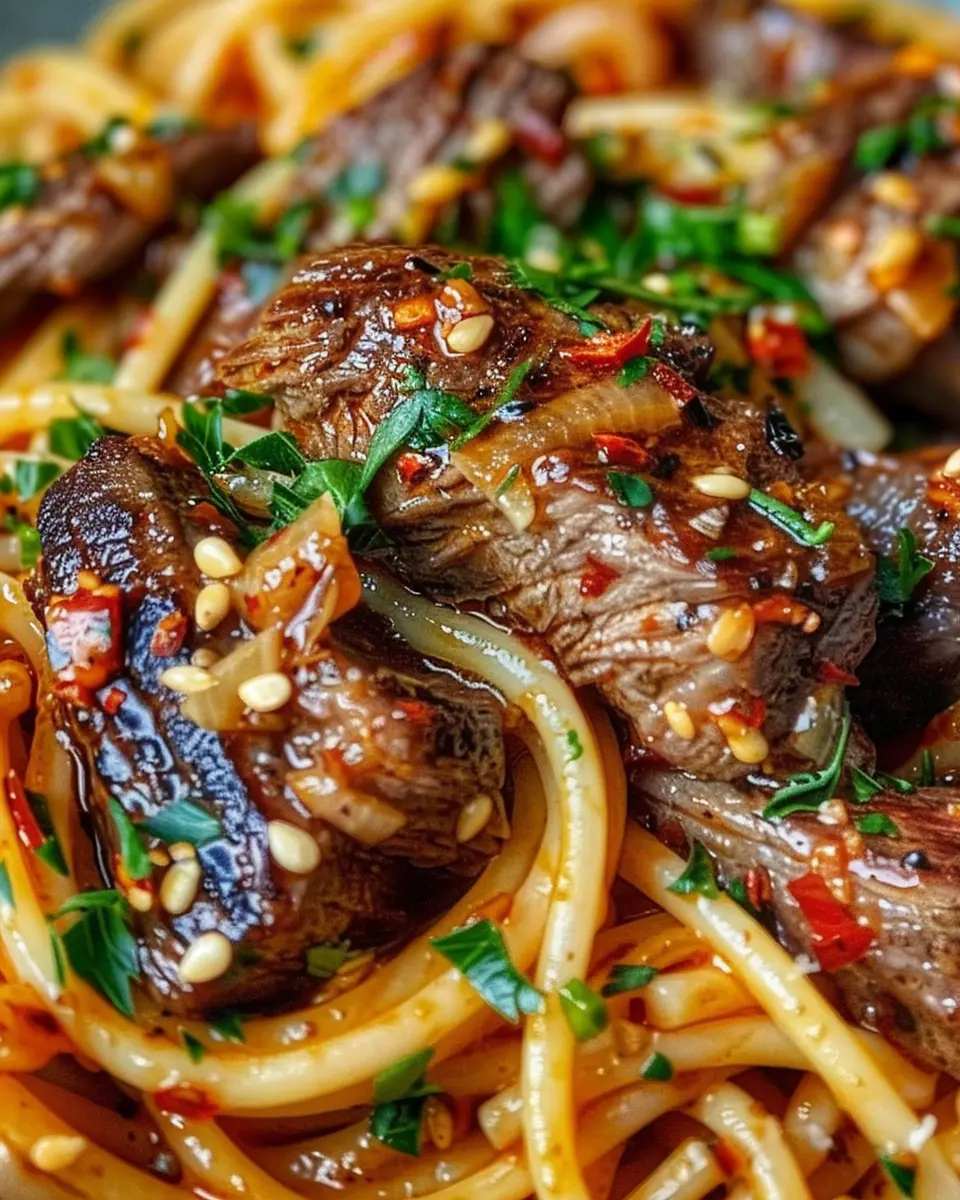 Sweet and Spicy Garlic Steak Pasta: A Juicy Homemade Delight