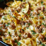 Cajun Cream Cheese Alfredo Bowties with Spiced Ground Beef