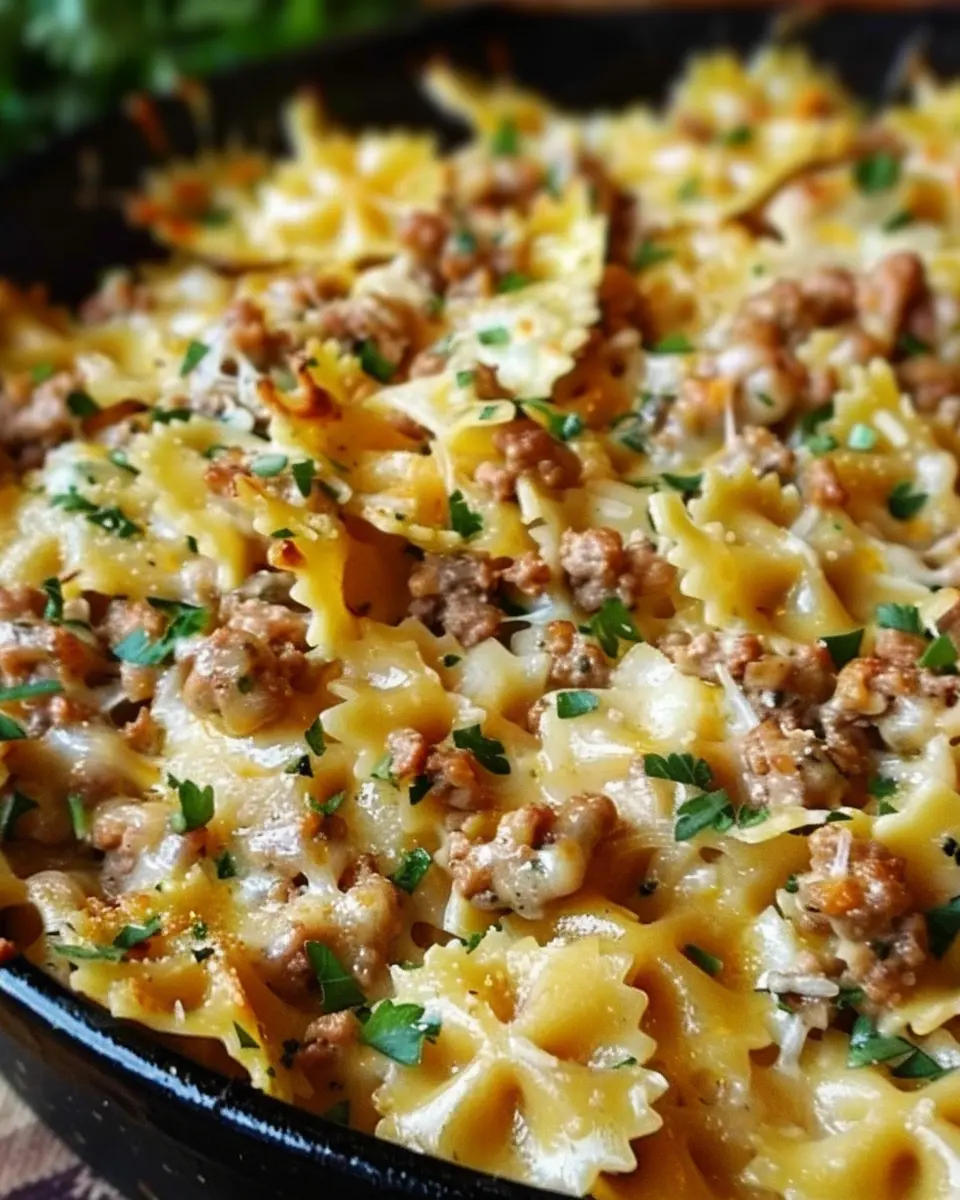 Cajun Cream Cheese Alfredo Bowties: Indulgent Spiced Beef Delight