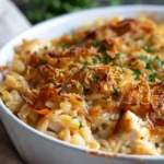 French Onion Chicken Orzo Casserole