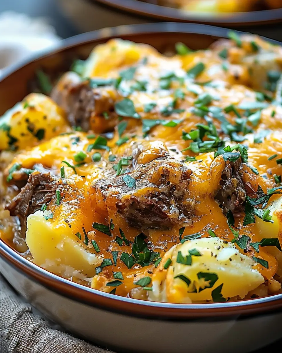 Slow Cooker Steak and Cheddar Potato Casserole: Easy Comfort Food