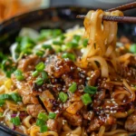 Potsticker Noodle Bowl with Pork & Cabbage Slaw