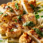 Creamy Chicken Pasta with Cauliflower Steak