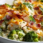 Creamy Low Carb Chicken Casserole with Broccoli and Bacon