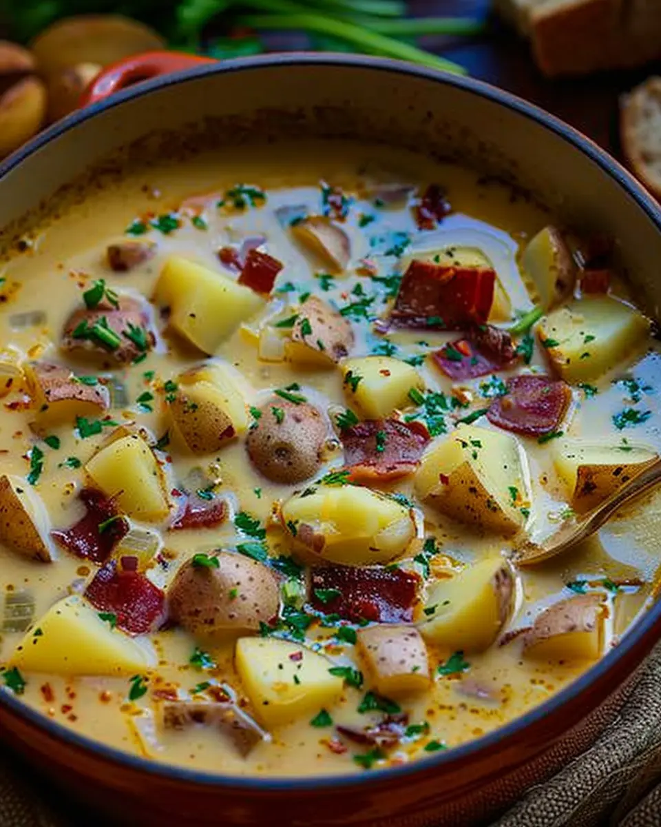 Cajun Potato Soup: A Hearty Delight with Turkey Bacon and Chicken Ham