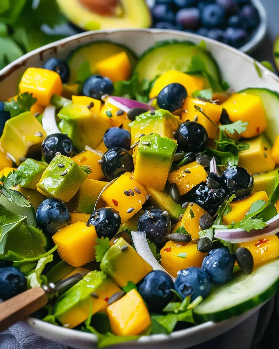 Mango Cucumber Salad: A Refreshing Delight with Blueberries and Avocado