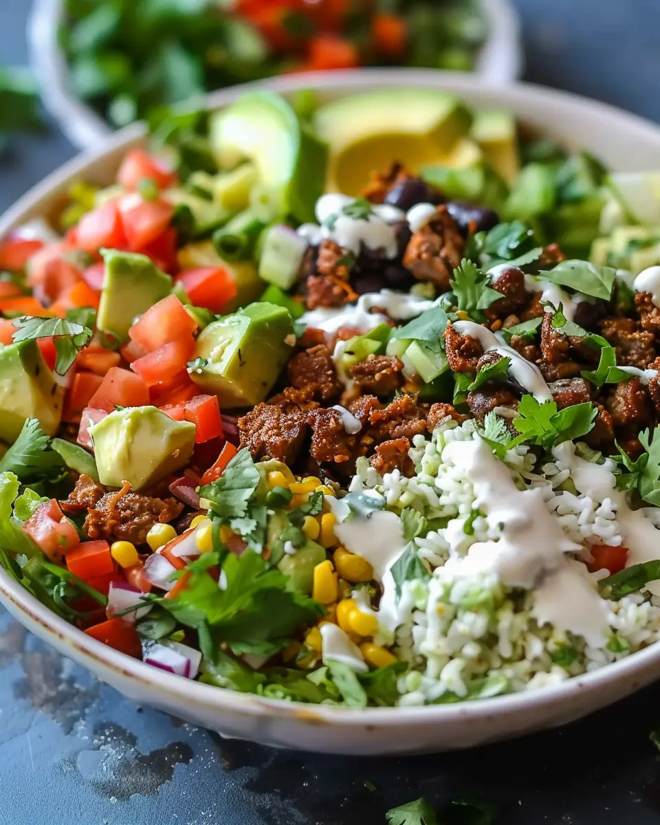 Easy Low Carb Burrito Bowl with Turkey Bacon and Chicken Ham