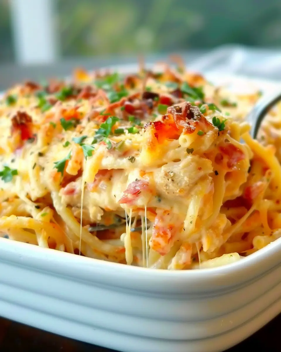 Spicy Southern Cheesy Chicken Spaghetti Casserole Delight
