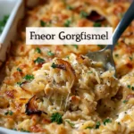 French Onion Chicken Orzo Casserole