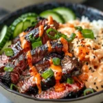 Korean BBQ Steak Rice Bowls with Spicy Cream Sauce