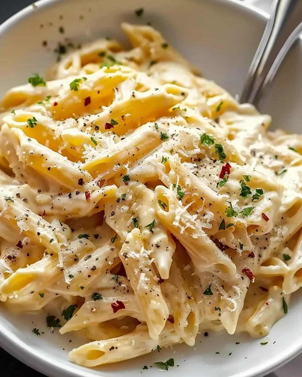 One Pot Creamy Garlic Pasta: Easy 20-Minute Recipe with Turkey Bacon