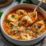 Cheesy Tomato Tortellini Soup