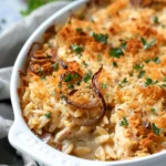 French Onion Chicken Orzo Casserole