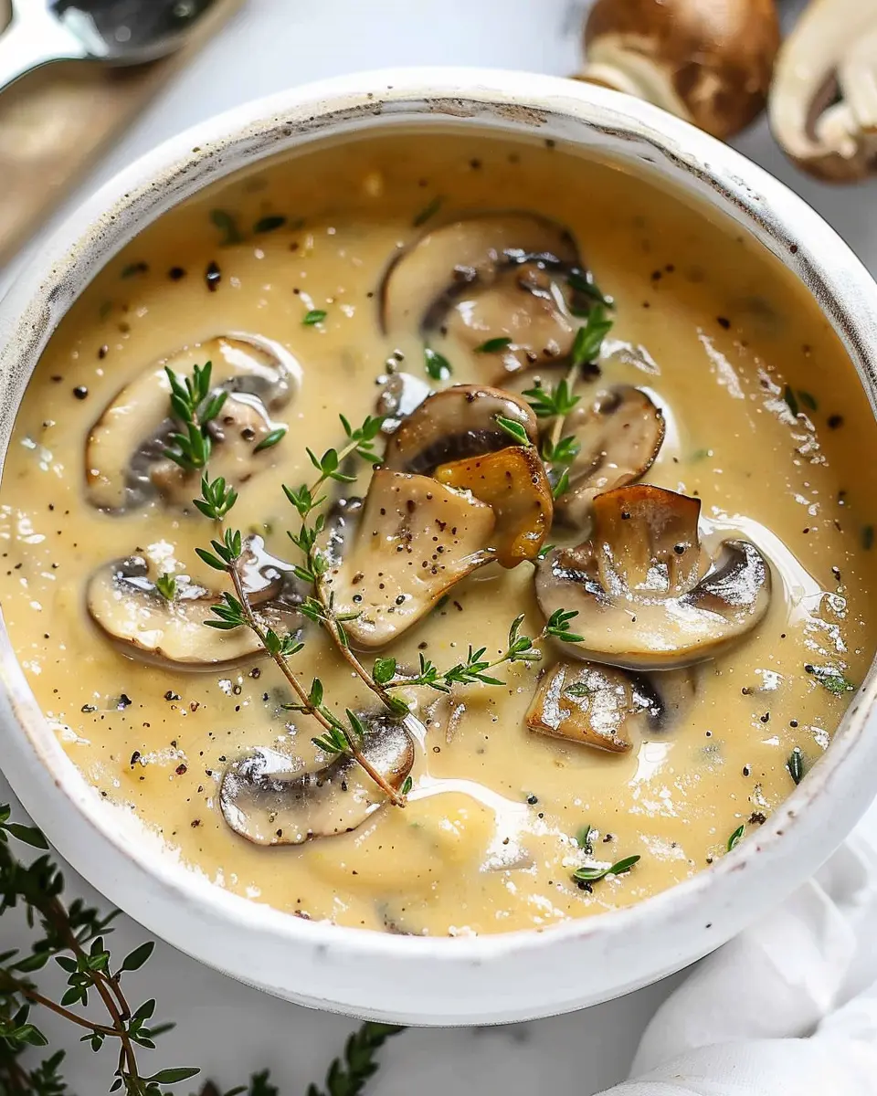 Cream of Mushroom Soup: Easy Comfort with Turkey Bacon and Chicken Ham