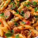 One Pot Creamy Cajun Sausage Pasta (30-Minutes)