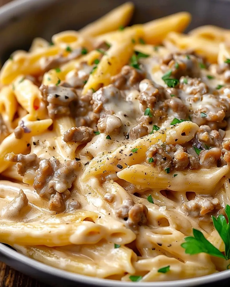 Creamy Beef Pasta with Turkey Bacon: A Quick Indulgent Meal
