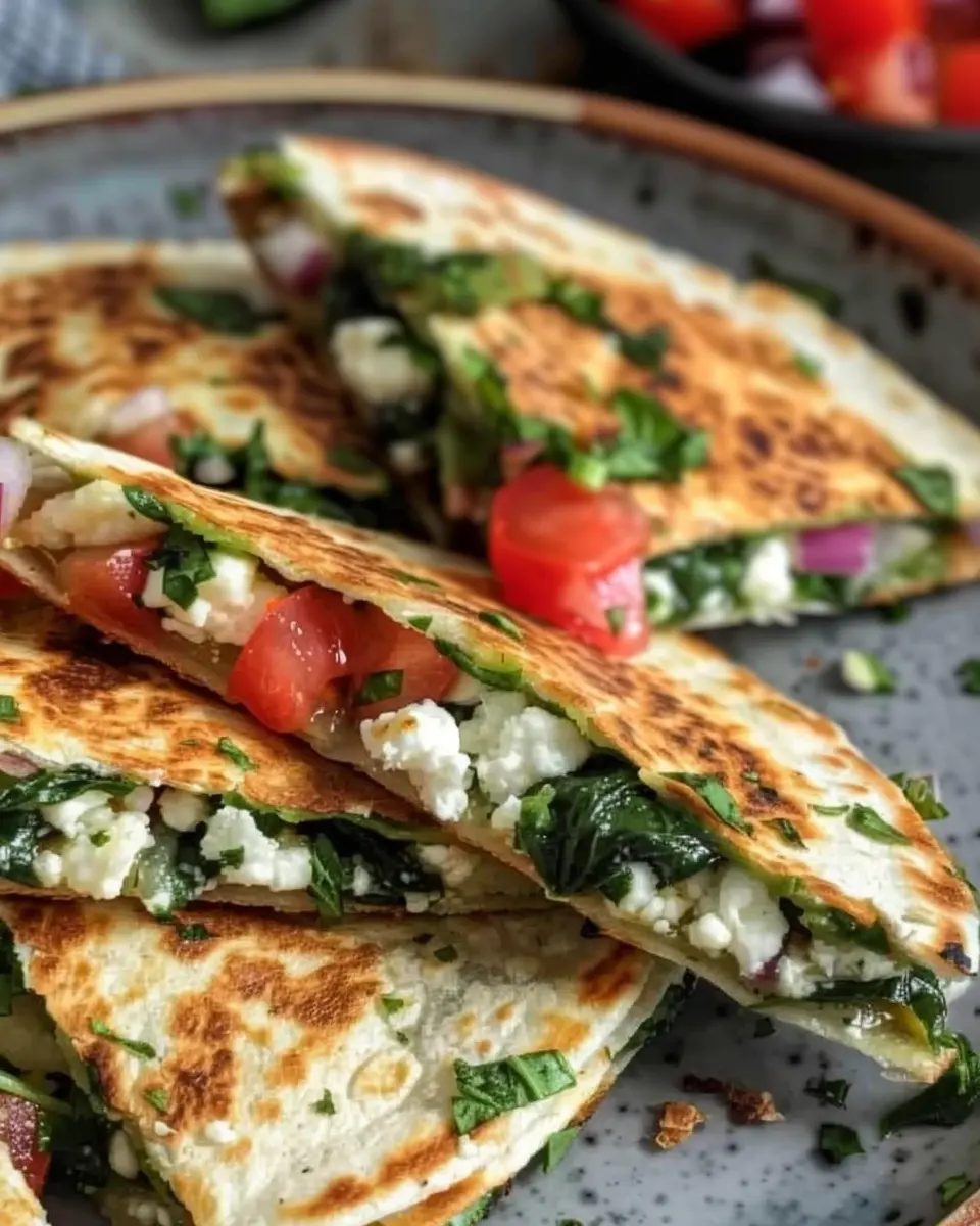 Mediterranean Quesadillas: Easy Spinach, Feta, and Mozzarella Delight