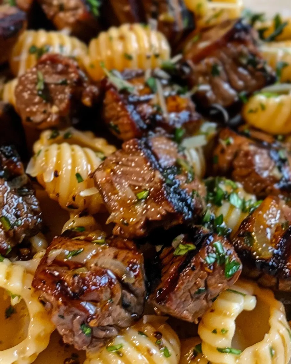 Garlic Butter Steak Bites: Indulgent Creamy Shell Pasta Recipe