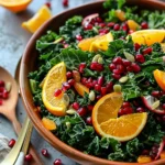 Citrus Pomegranate Kale Salad with Honey-Lemon Vinaigrette